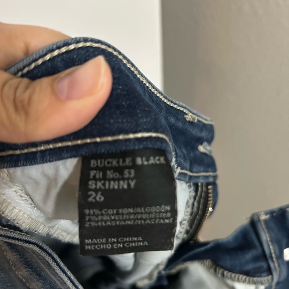 Buckle Black Dark Blue Distressed Skinny Jeans/ Stretch - Picture 6 of 7